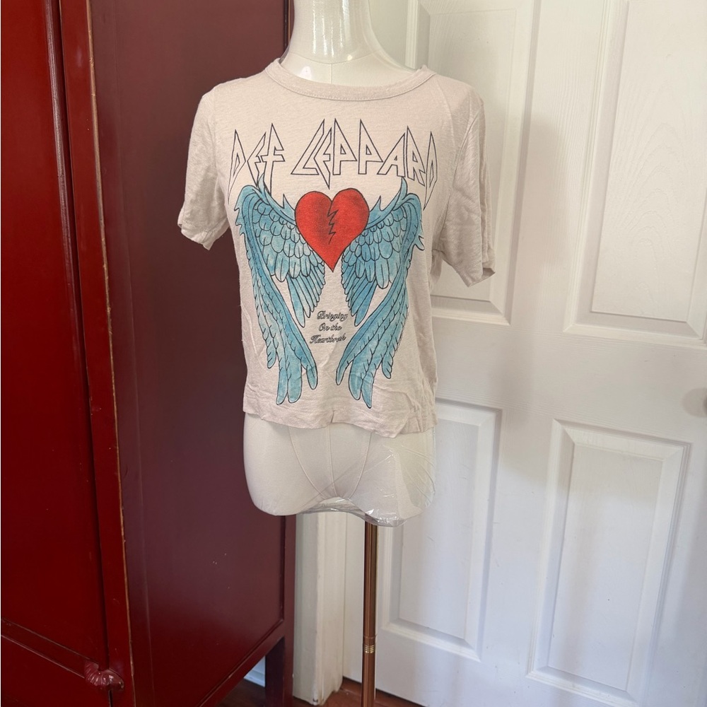 Chaser Graphic Tee with Heart and Wings - Cream, Red, Blue